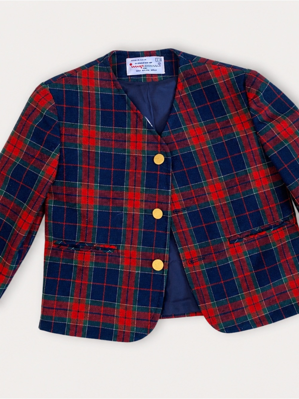 Saks Fifth Avenue Red & Navy Tartan Kids Blazer